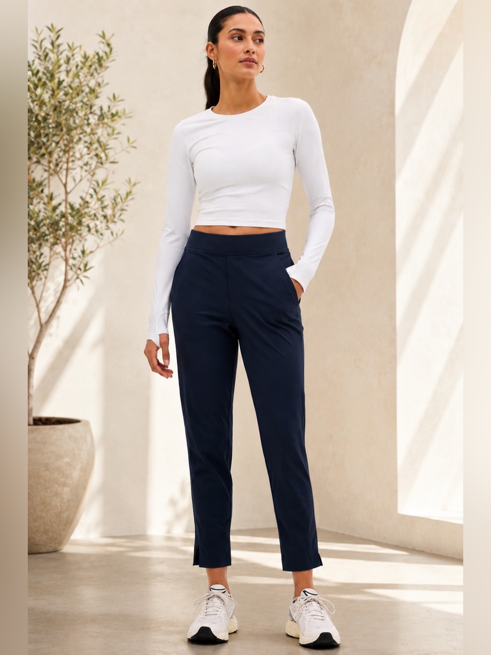 Athleta Brooklyn Ankle Pant Navy Mid Rise Travel Career Pants 6